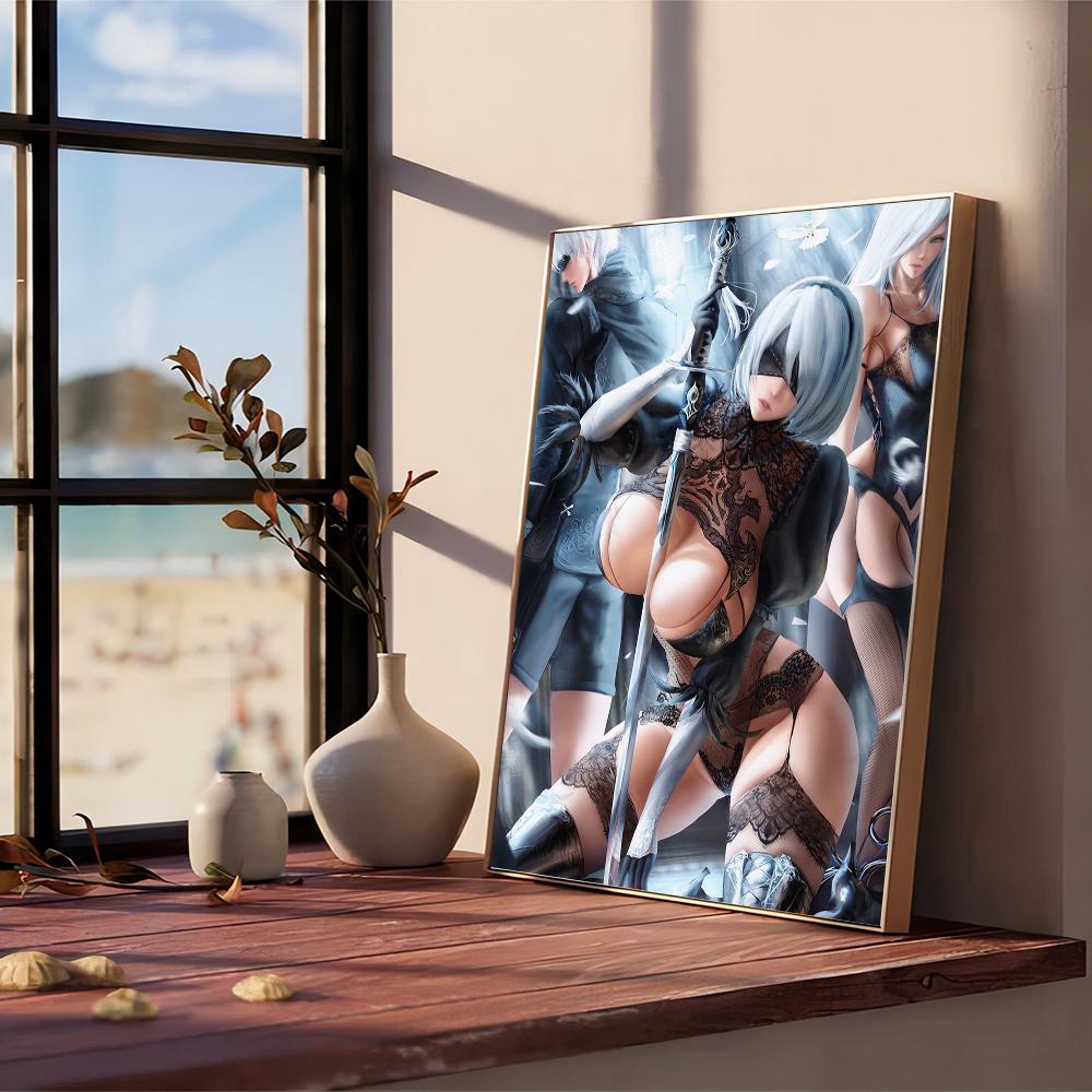 Game Painting Nier Automata Vintage Posters Sticky Whitepaper Prints Posters Artwork Posters Wall Stickers