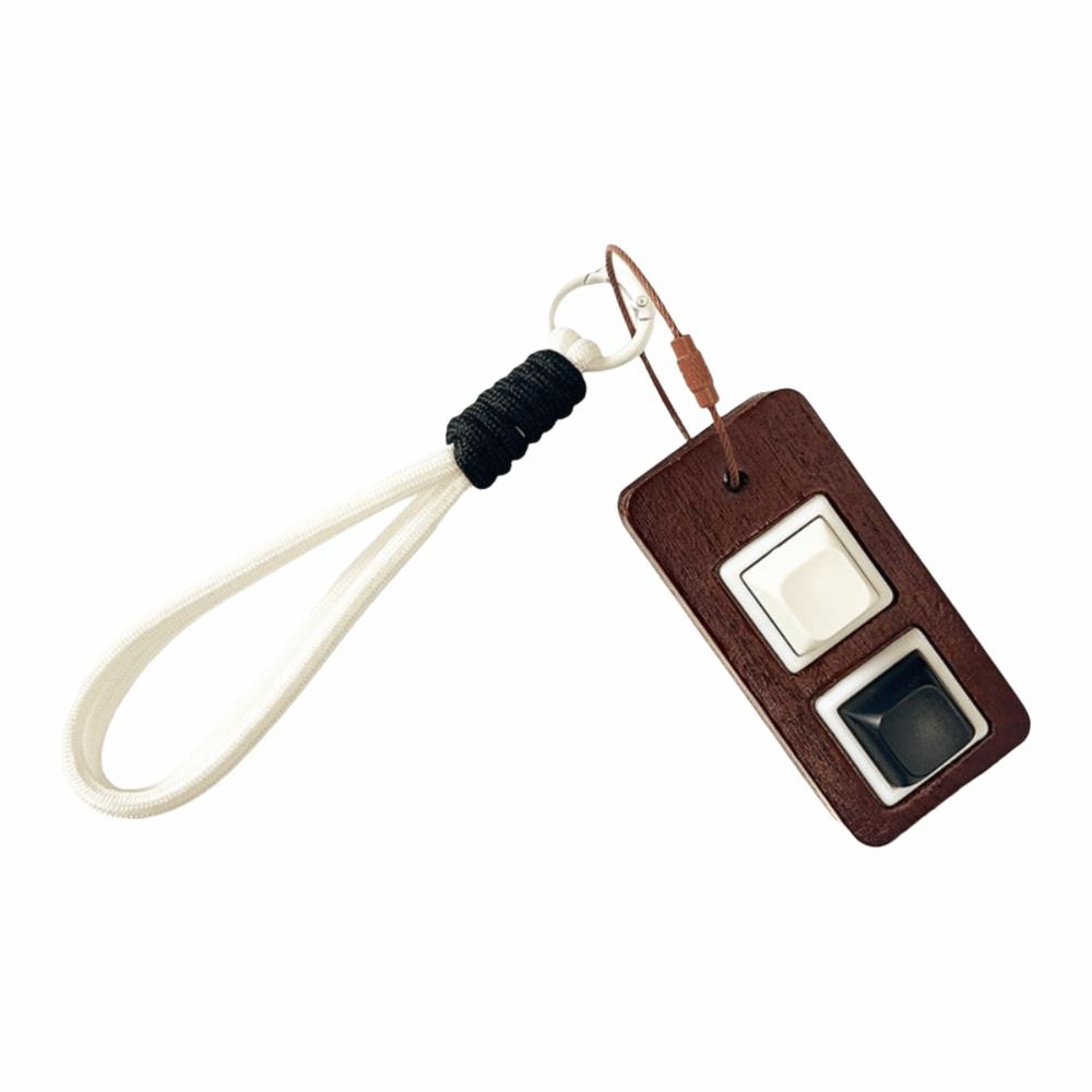

Press Wooden Fidget Keychain Wooden Material Mechanical Keycaps Stress Relief Pendant Gifts White Black