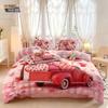 3pcs Valentine's Day romantic pink love goblin car print coreless down duvet cover set multi size bedroom bedding decoration