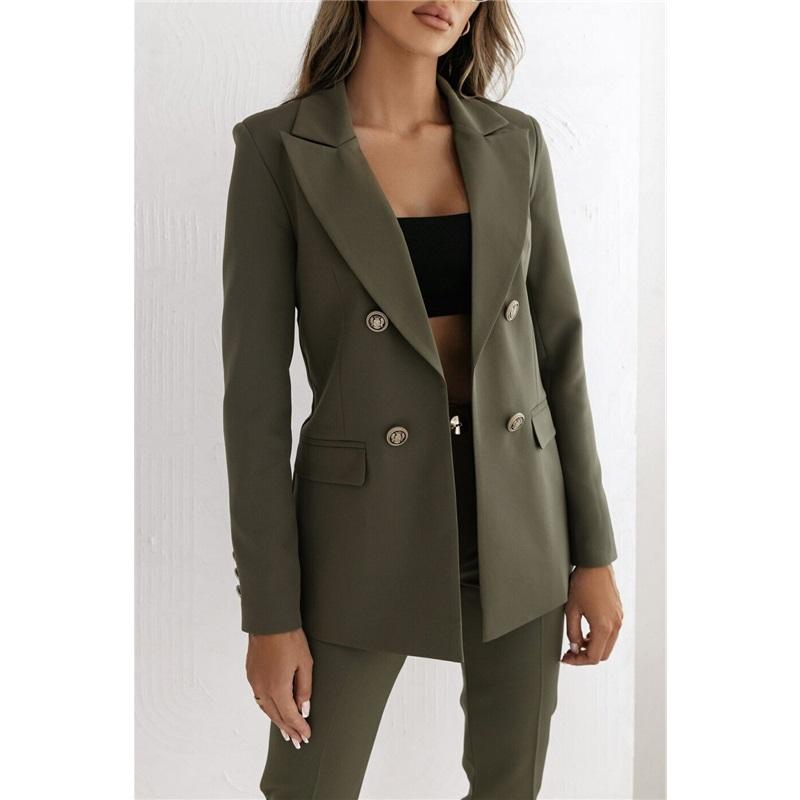Casual Daily Double-breasted Solid Color Fashion Small Suit Jacket