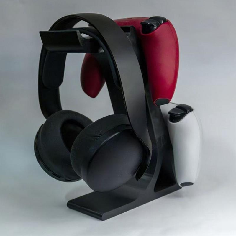 3-In-1 Ps5 Controller Stand For Desk With Headset Holder Gaming Organizer For 2 Gamepads & 1 Headphone Non-Charging Desktop Dock