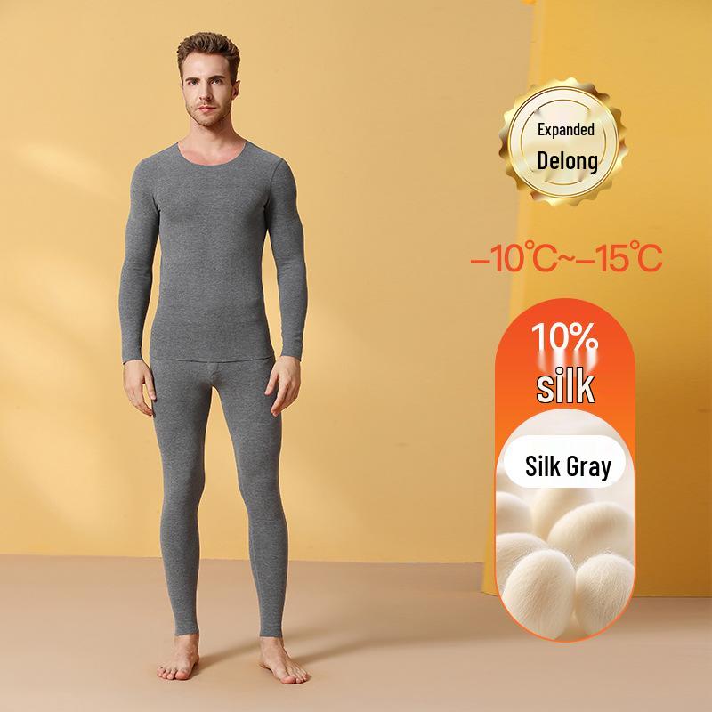 Aoweizide Velvet Silk Seamless Thermal Underwear Set for Couples - Women's Thick Warm Suit for Autumn/Winter