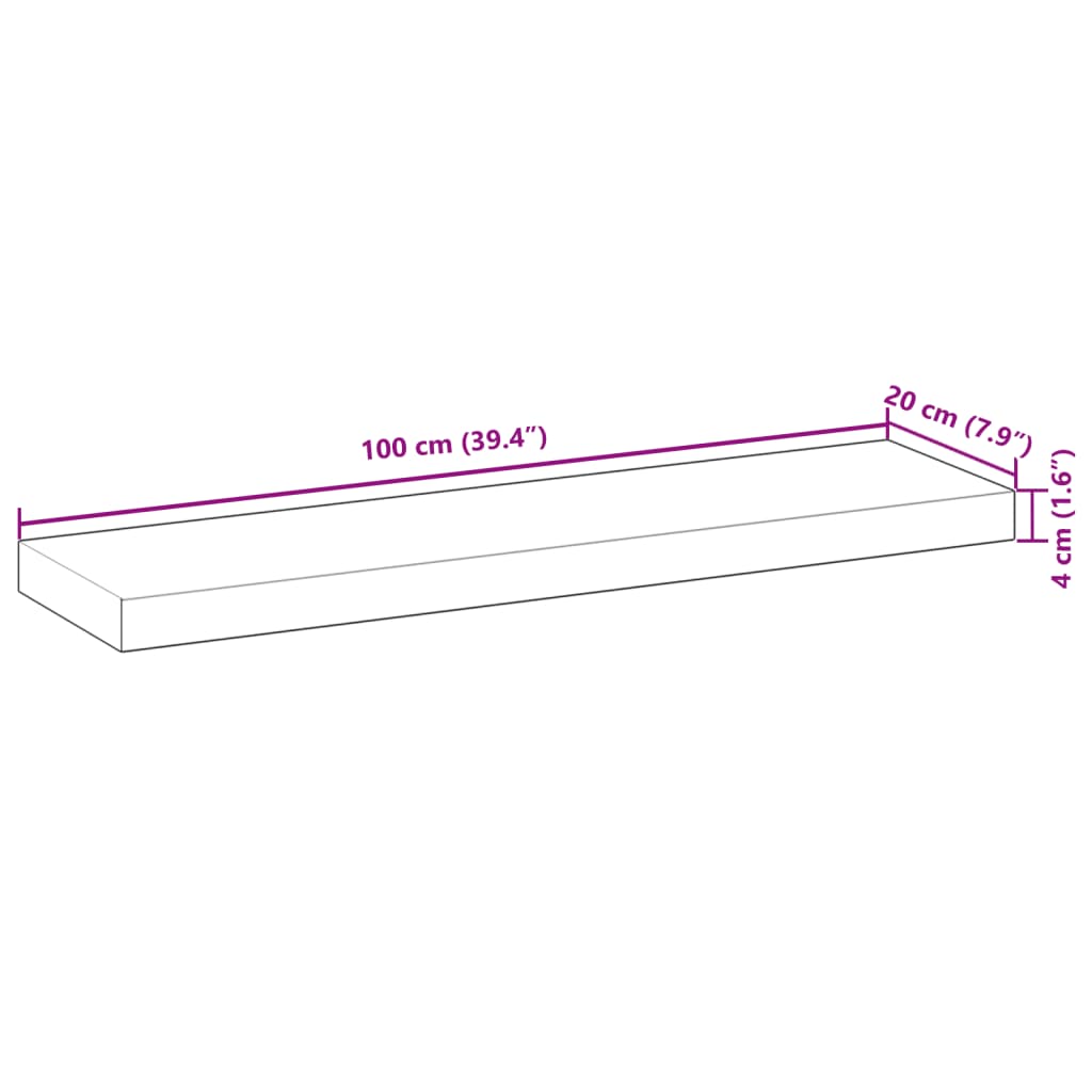 Floating Shelf 100x20x4 Cm Solid Acacia Wood Oil Treated