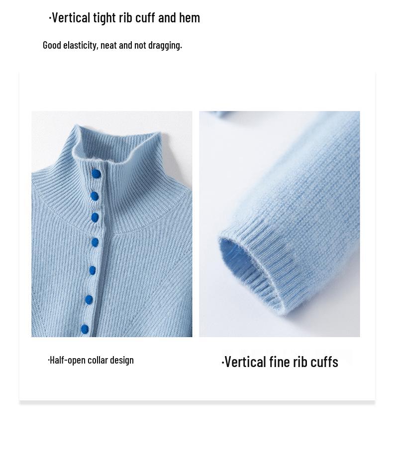 Versatile Slimming Women's Cashmere Button-Up Sweater - Soft, Skin-Friendly Loose Knit Top.