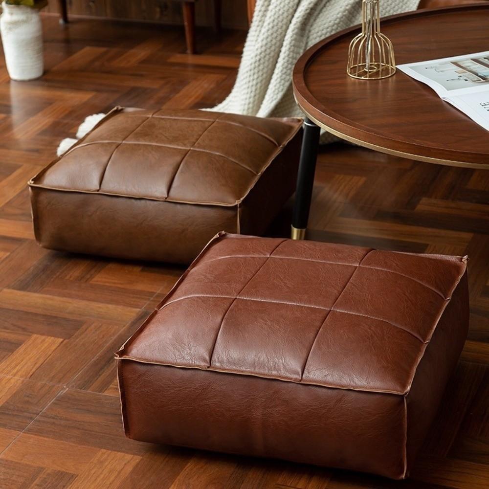 PU Leather Tatami Sitting Mat Square Storage Leg Bench Floor Cushion Decorative Ottoman  Under Desk