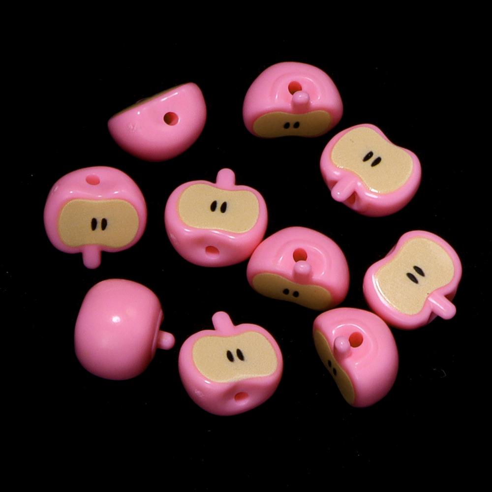 10pcs/lot Colored Half Apple-Shape Acrylic Beads Loose Spacer Bead For Jewelry Making DIY Charms Phone Chains Bracelet Accessory