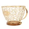 Coffee Pod Holder   Metal Coffee Capsule Storage Basket with Wood Base for Kitchen Countertop