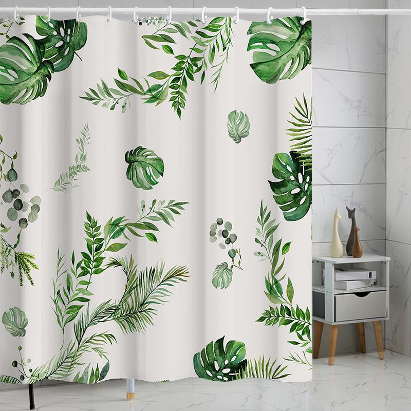 European Flowers, Birds, Plants Bath Curtains Waterproof Shower Curtain 3D Printing Bathroom Decoration with Hook Bath Screen