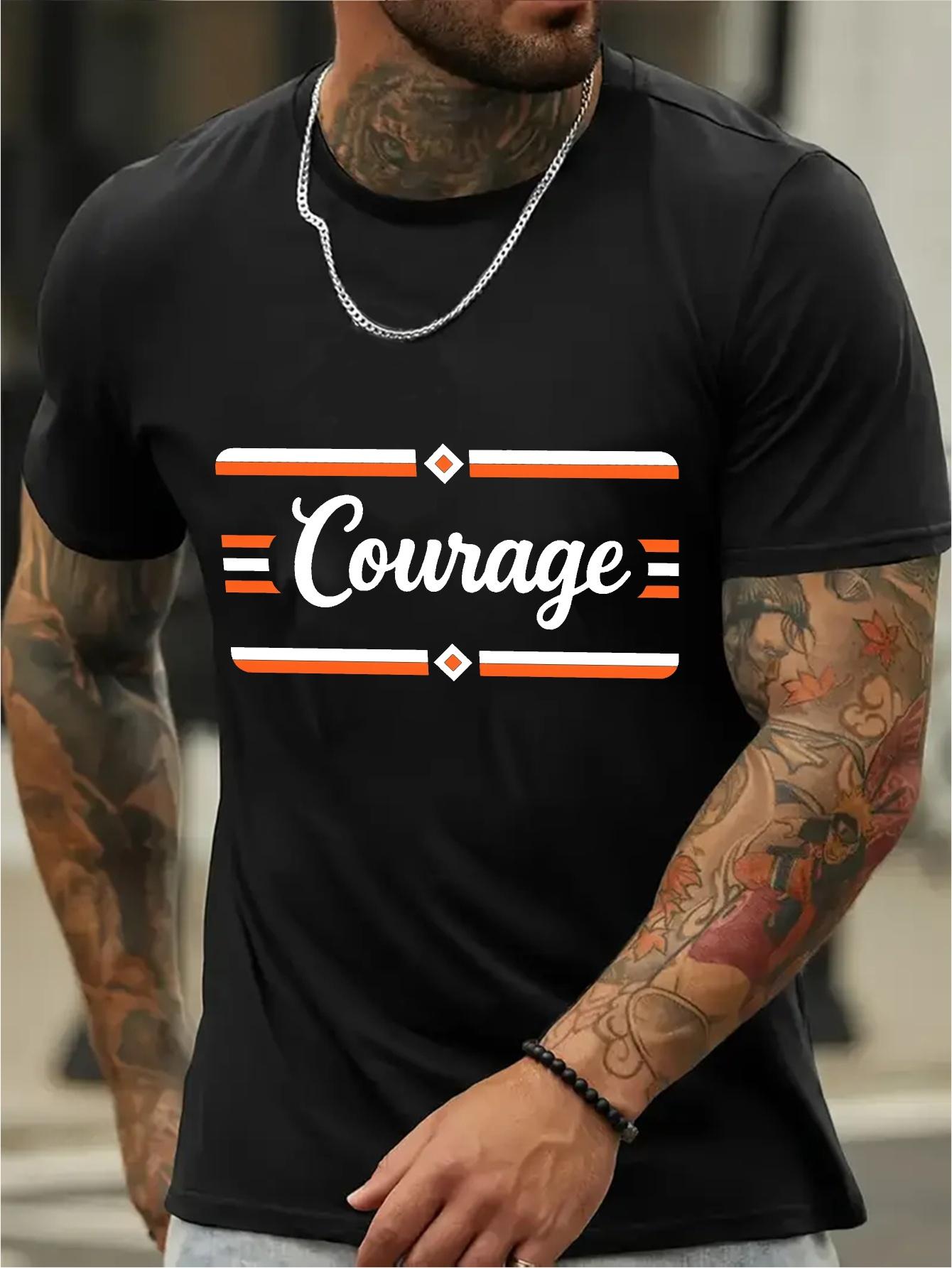 Black T-shirt - Soft Breathable Cotton Blend Tee with Courage Graphic S