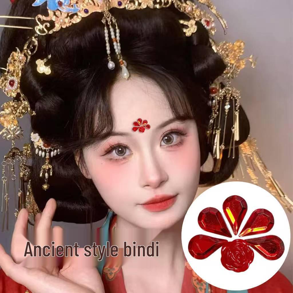 Children's Floral Face Stickers with Crystal Diamonds & Tassels for Ancient Style Makeup