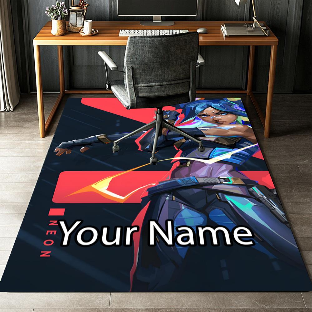 Custom Name Valorant Printed Carpet, Rug for Office Chair Living Room Bedroom Kitchen Room Decor Gifts.