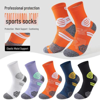Unisex Mid-Calf Marathon Running Socks with Towel Bottom - Thickened for Hiking and Trail Running