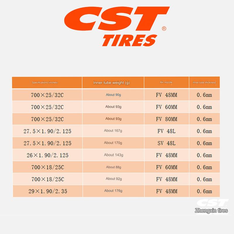 CST Ultralight Bike Inner Tube MTB ROAD BICYCLE 26 27.5 29x 1.9 2.125 700x 18c 25c 32c FV AV SV 48mm 60mm 80mm