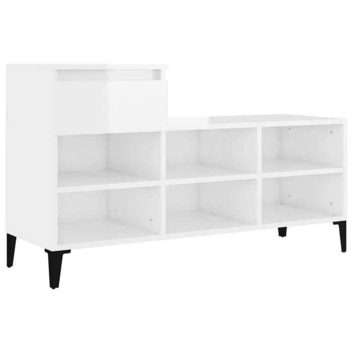 VidaXL Shoe Cabinet High Gloss White 102x36x60 Cm Engineered Wood 821214