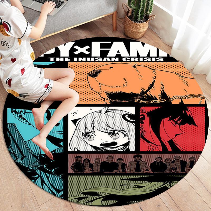 Spyfamily Round Area Rug Carpet Rug For Living Room Bedroom Sofa Playroom Decor Nonslip Floor Mat