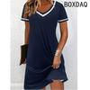 Women Dress Summer Short Sleeve O-Neck Casual Loose A-Line Dress Big Size 3D Striped Printing Elegant Vintage Dresses