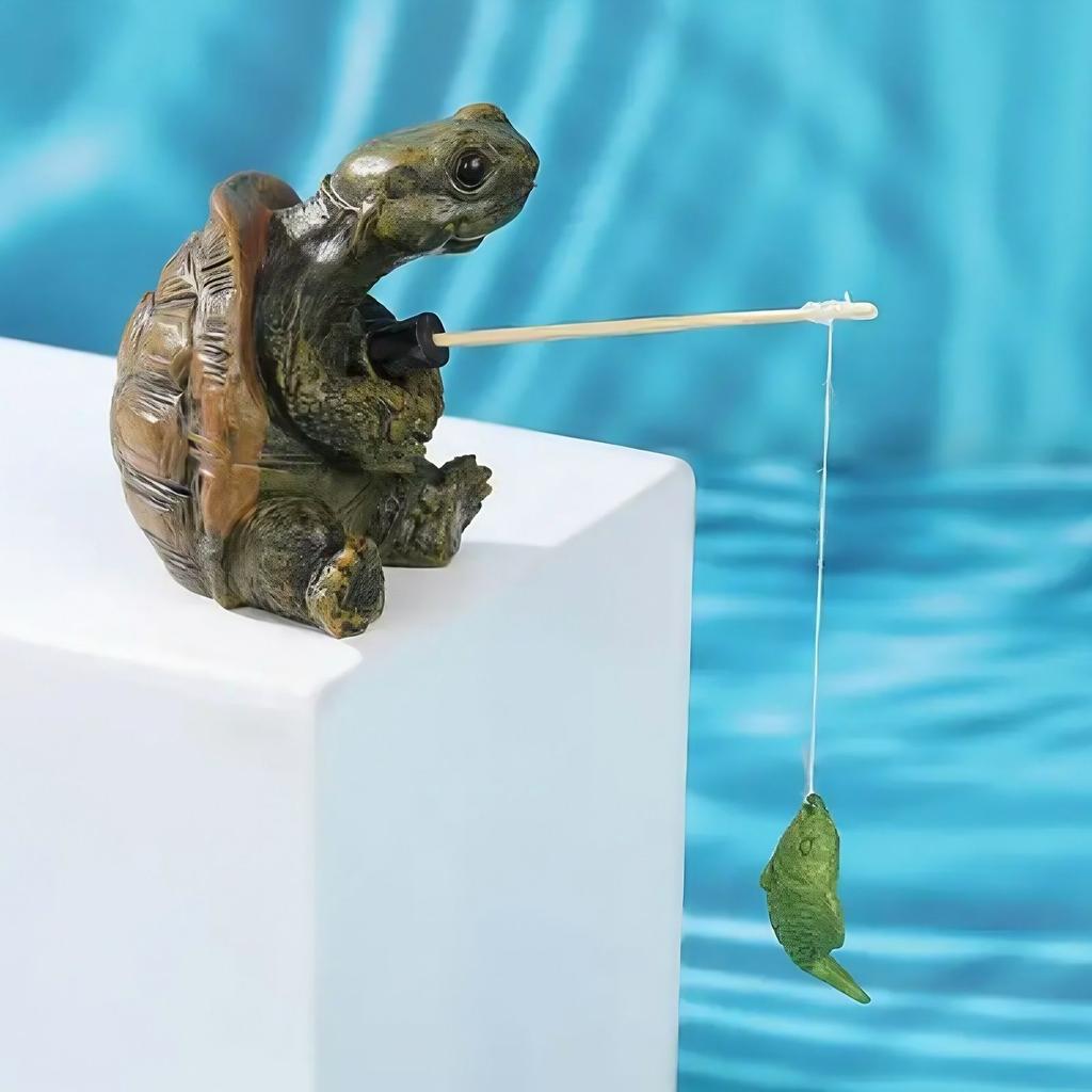 Fishing Turtle Hanging Turtle Figurine For Basin Fish Tank Aquarium Rockery Pond Courtyard Garden Decor Ornaments Decoration
