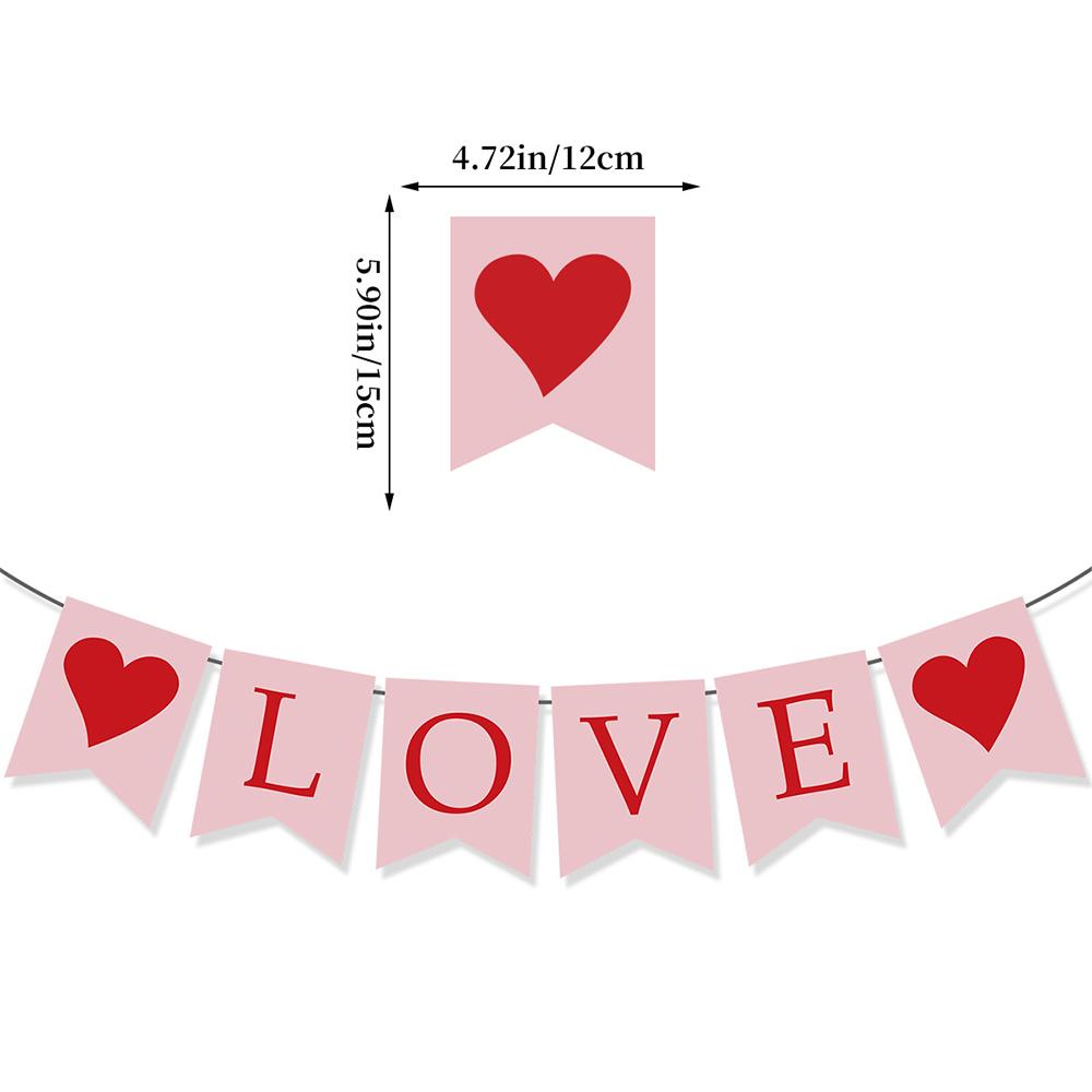 6pcs/set Red Heart Design Spiral Pull Flag for Valentine s Day Wedding Party Home Hanging Decorative Supplies 1set