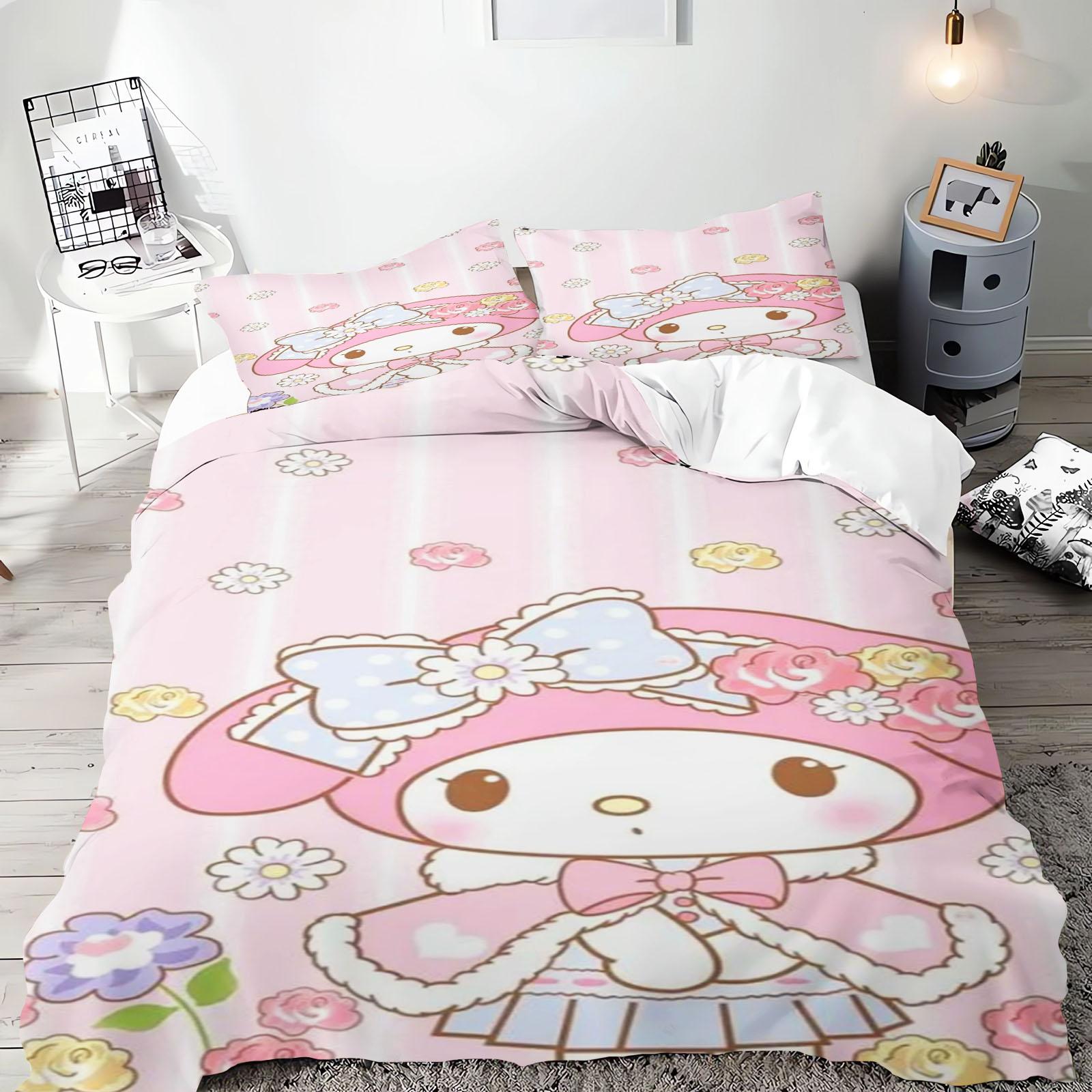 

My Melody Серия Sanrio Комплект постельного белья Comforte Luxus 3 предмета 1 пододеяльник Изысканный подарок на день рождения 100% Полиэстер Домашний декор 135x200cm