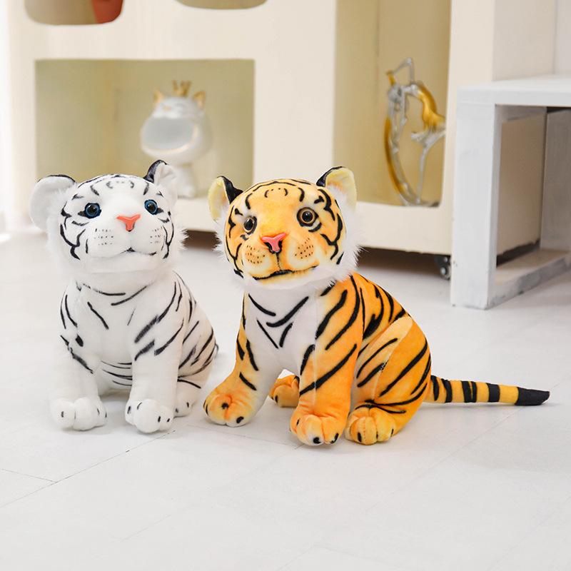 Cute Simulation Yellow Tiger Doll Plush Toy Siberian Tiger Doll Children's Company Soothing Doll