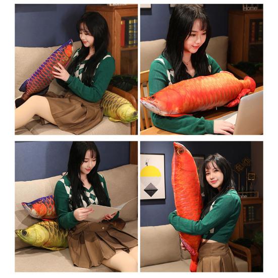 Fisch Plüschkissen Weiche Rückenlehne Goldener Arowana Roter Karpfen Puppe Plüschtiere Begleiter Schlaf Stofftier Meerestier Simulation Fisch