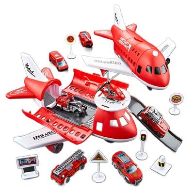 With 6 Road Signs Airplane Car Toy Storage Passenger Deformation Airplane Toy  Boys and Girl