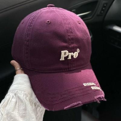 New Trendy Brand Letter Pro Embroidered Face Small Baseball Cap Women's Simple Hole Curved Brim Cap