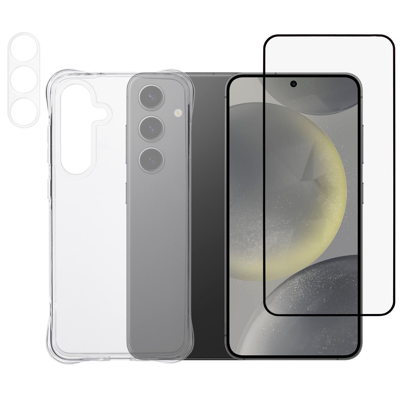 

Чехол для Samsung Galaxy S24 FE, противоударный чехол для телефона из ТПУ с защитным стеклом для экрана, пленка для объектива камеры A