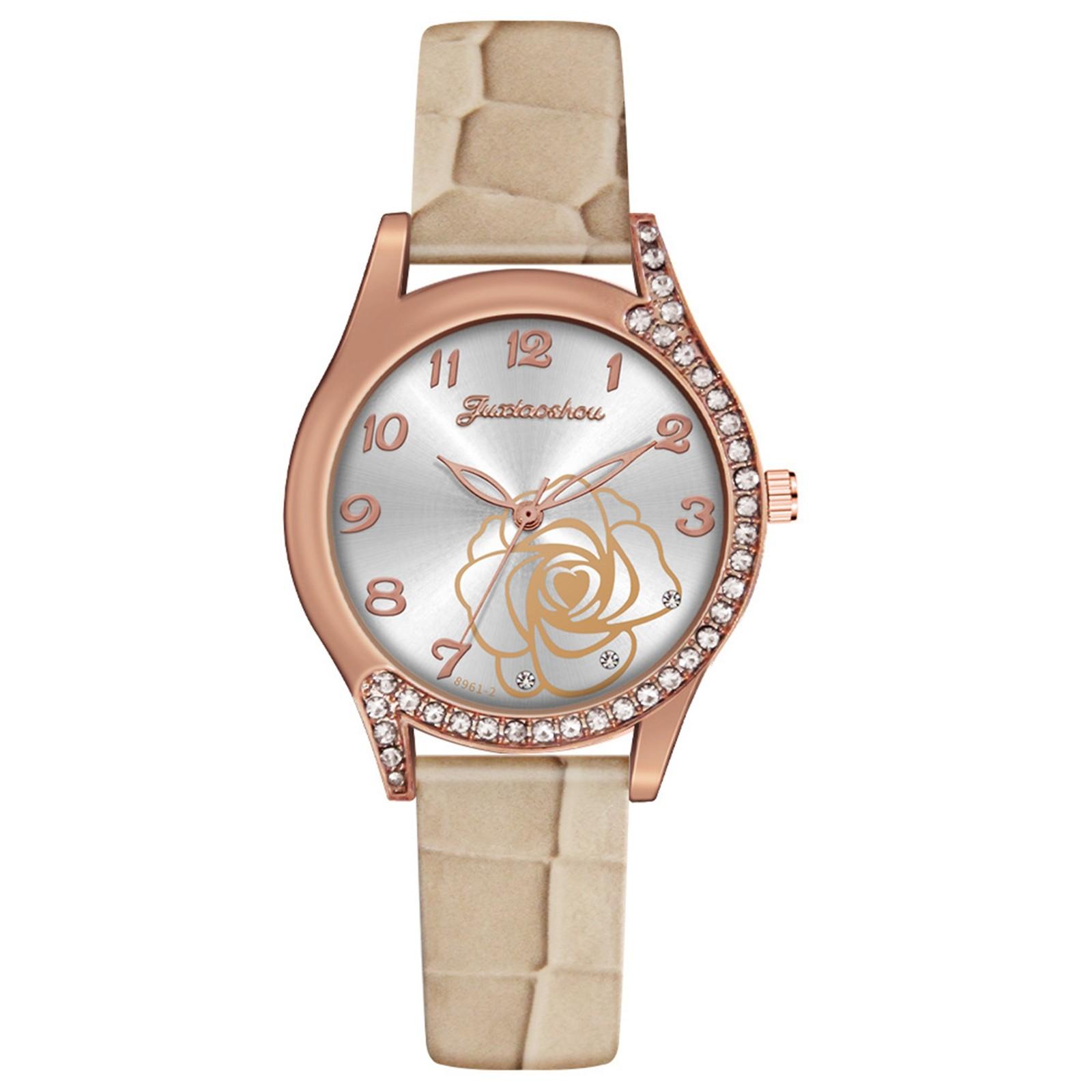 

Женские розовые часы с цифровым циферблатом, кварцевый кожаный браслет, подарок One Size