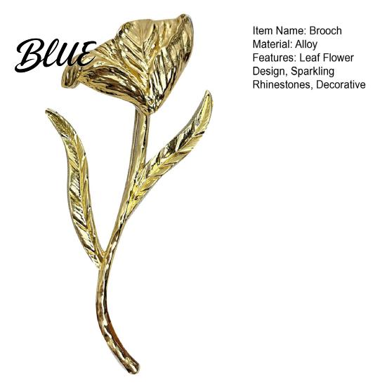 Pin Women Brooch Sparkling Rhinestones Flower Leaf Shape Lapel Versatile