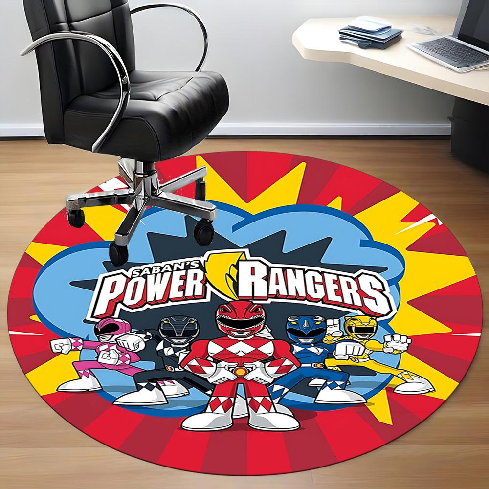1pc Power Rangers Office Round Area Rug, Indoor Mat Suitable For Office, Under Office Chairs Bedroom Living Room Home Decor, Room Deco