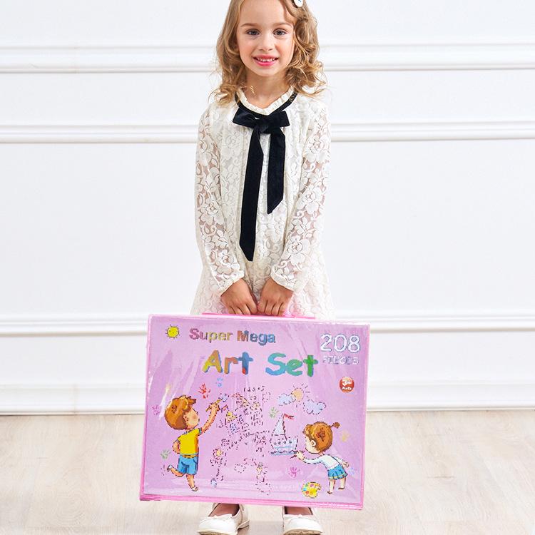 

June 1st Gifts: 208-Piece Children s Watercolor Paint Set with Brushes & Crayons for Primary Students Paint Brush Gift Box Set