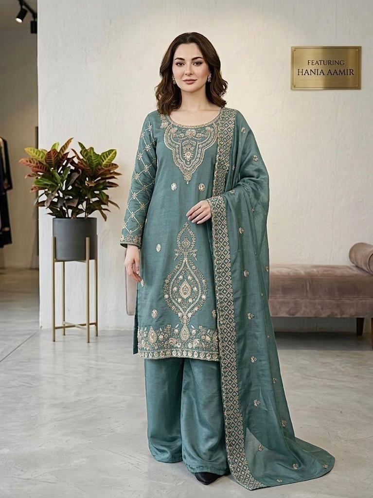 Indian Bollywood Salwar Kameez Palazzo Dupatta Set Women Designer Ethnic Fancy Silk Salwar Suit