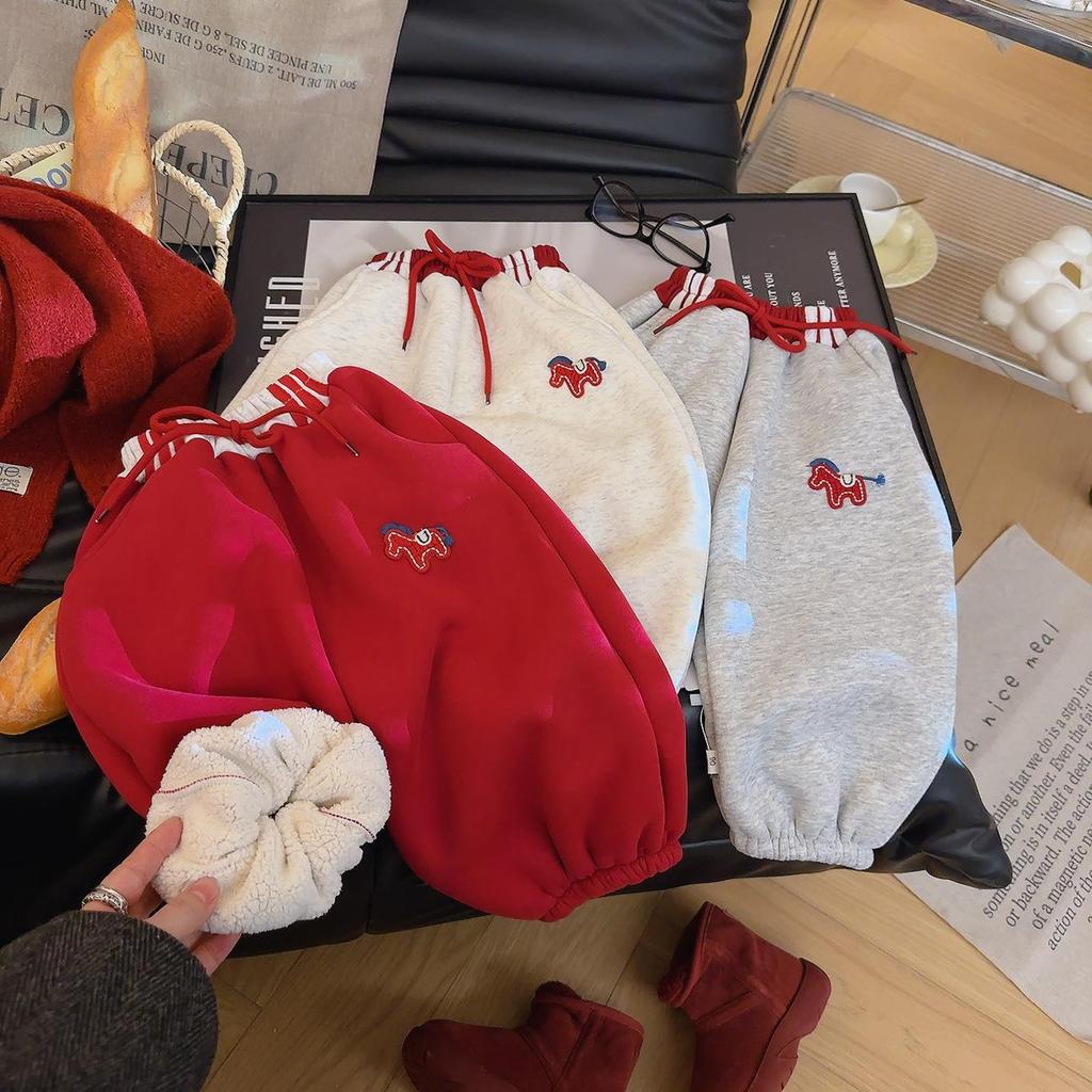 MAMAFUFU Alpaca Wool Fleece-Lined Kids' Winter Sweatpants