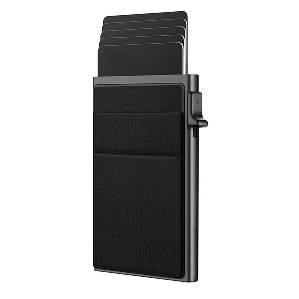 

Противоугонный RFID-блокирующий боковой всплывающий держатель для кредитных карт с идентификатором, деловой кошелек для мужчин, минималистичный дизайн, коробка для карт чёрный