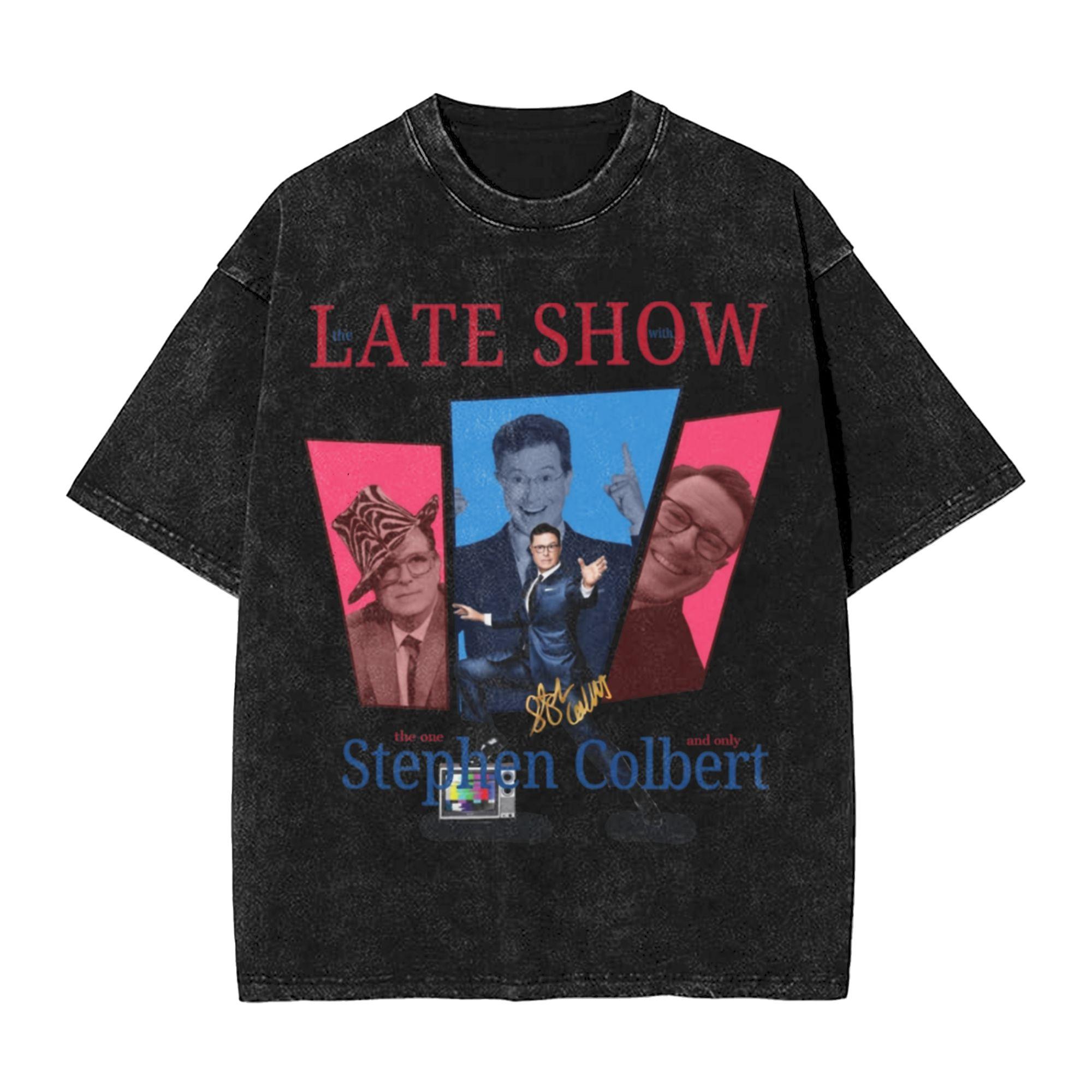 Summer Stephen Colbert The Late Show Washed T Shirts Apparel Oversize TShirt for Unisex Women Tee Shirt S
