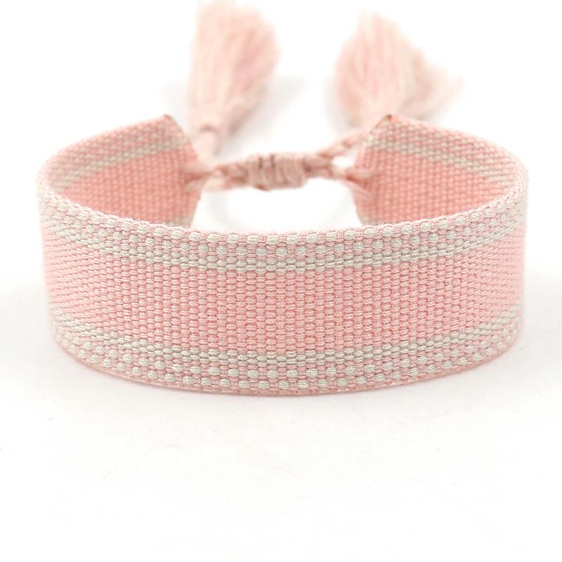Ethnic Style Woven Bracelet with Embroidered Tassels - D Family DIY Promotion Wristband