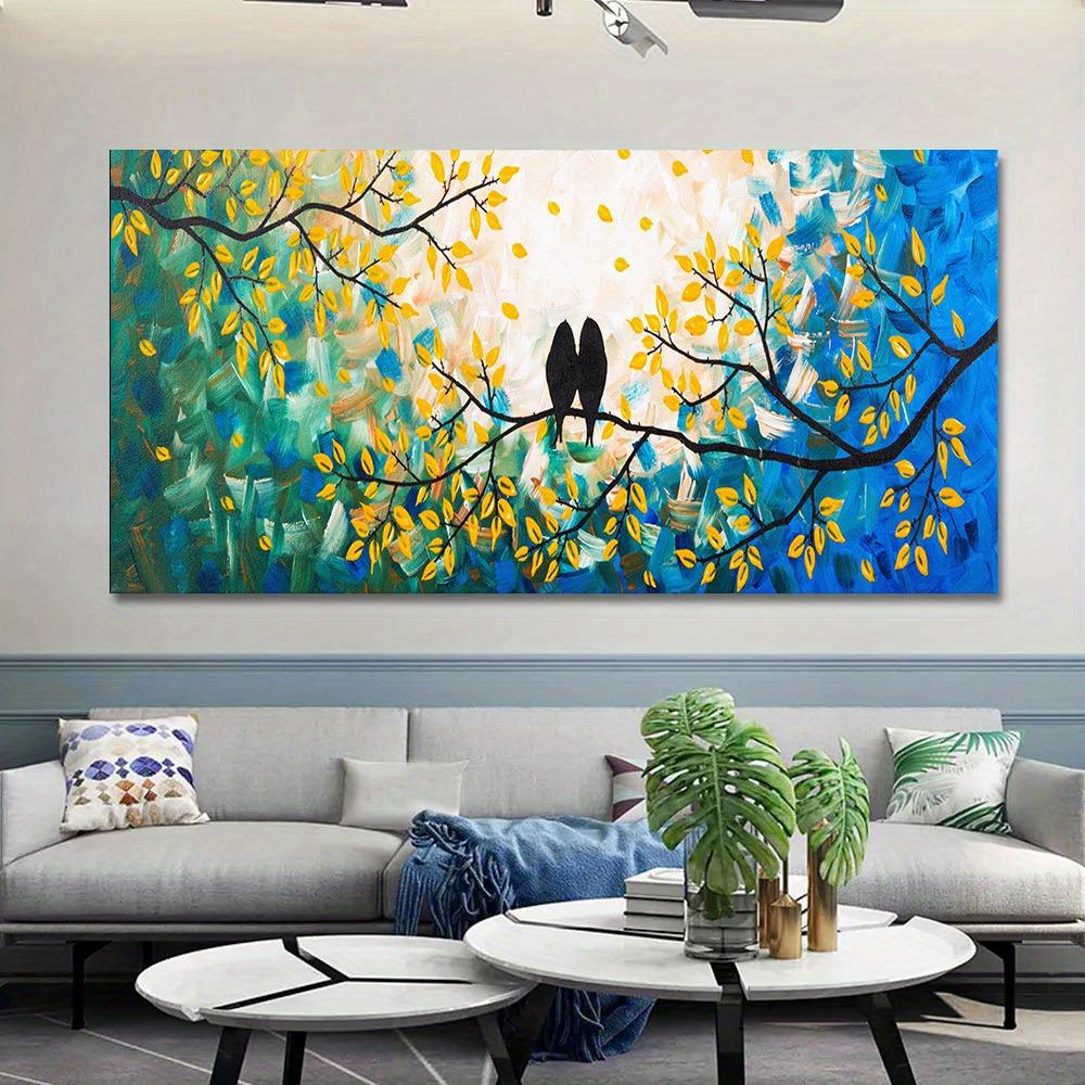 Tieröl Leinwandmalerei Vogel Baum Landschaft Poster und Drucke Bunte Wandbilder für Wohnzimmer Heimdekor