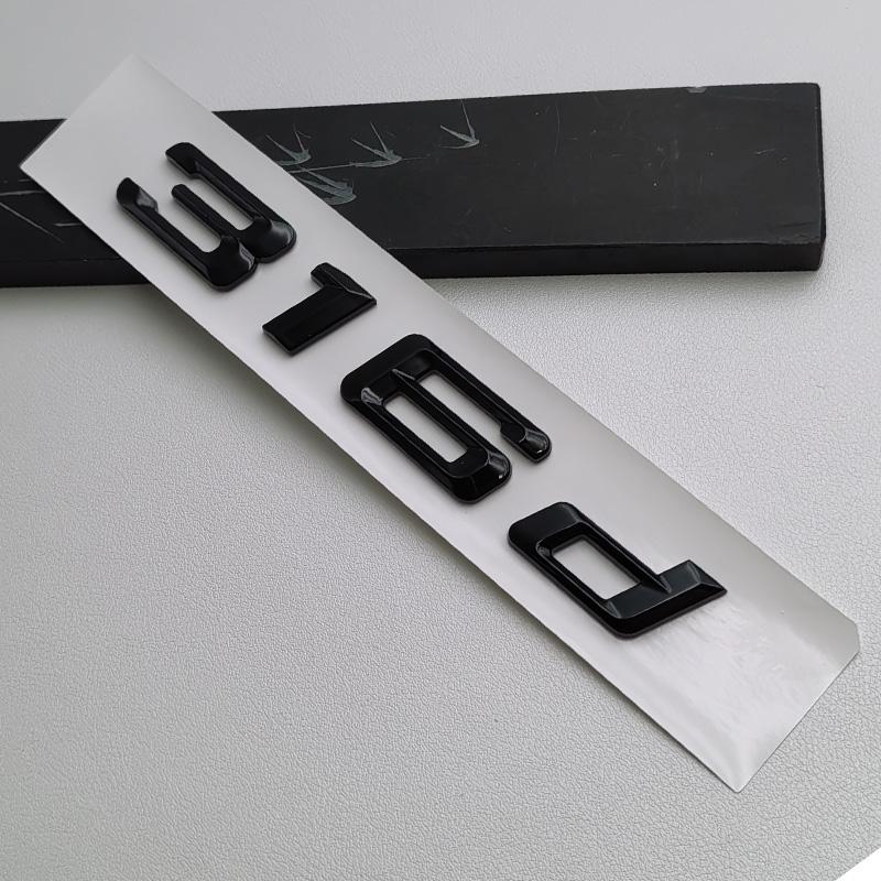 3D ABS Glossy Black English Letter Logo Badge Emblem Car Rear Trunk Sticker for BMW 316d 318d 320d 330d 335d Auto Accessories GX6
