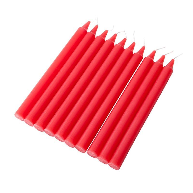 

Набор из 10 красных и белых свечей для домашнего освещения, обычные повседневные свечи, неромантичные свадебные длинные стержневые аварийные свечи 1.2X16cm red