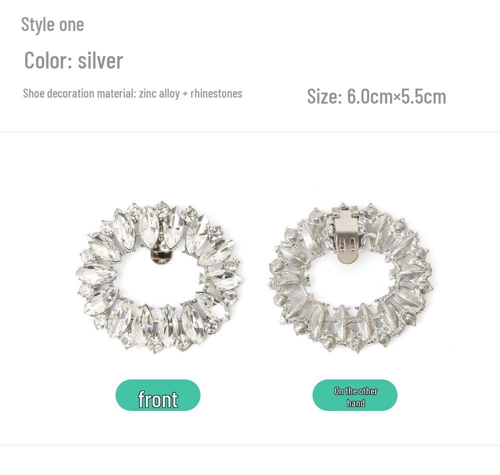 

Съемная стразовая обувная пряжка - Универсальное женское украшение для туфель на высоком каблуке для свадеб 6cm x 5.5cm