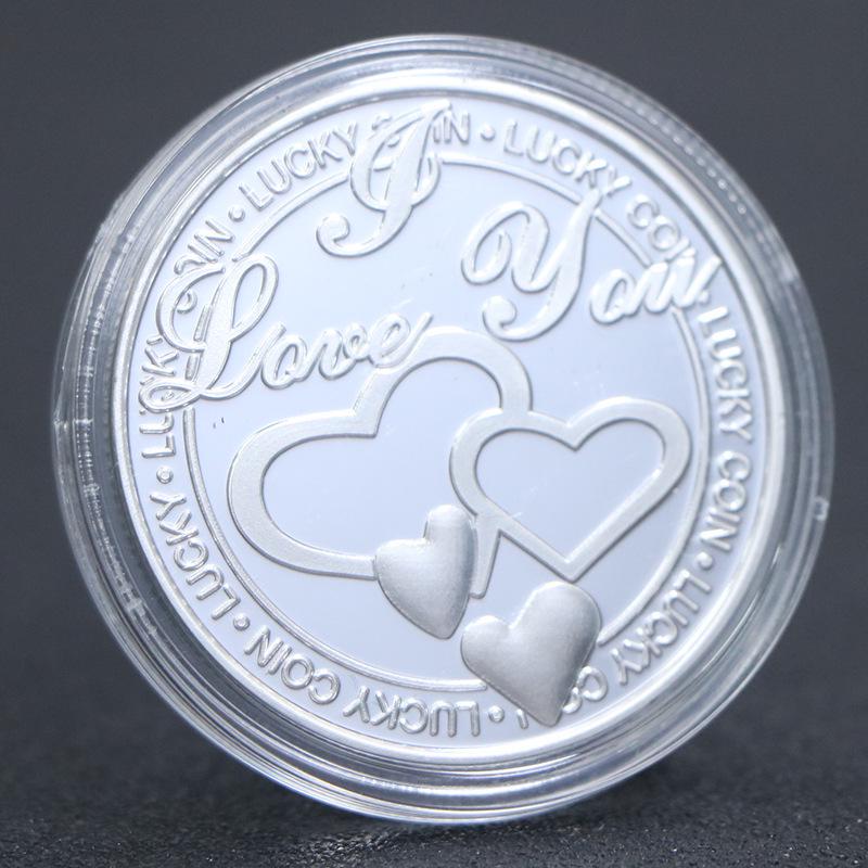 I Love You Four-Leaf Clover Lucky Silver-Plated Coin