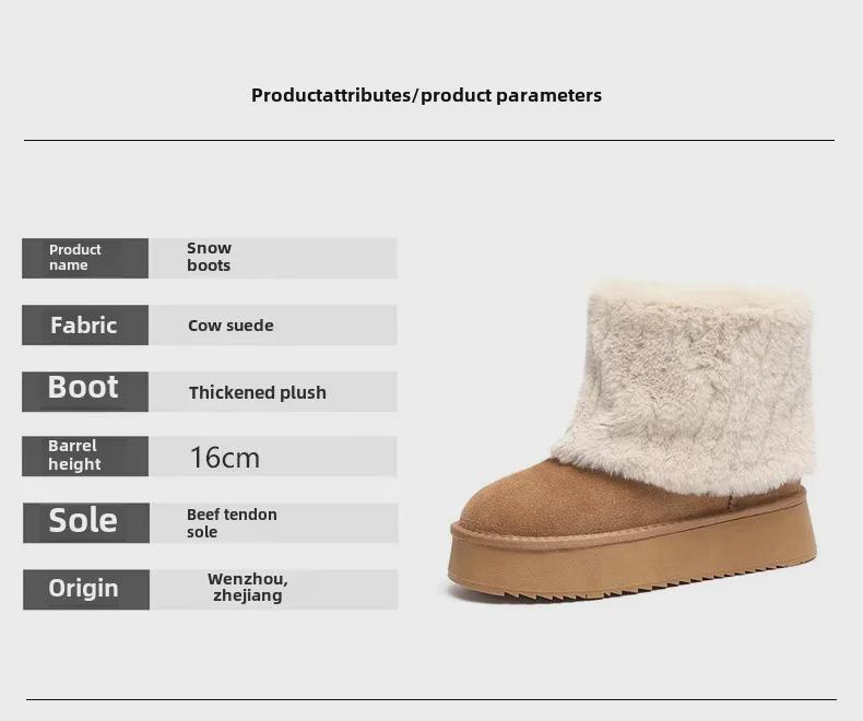 Dam Äkta Läder Pälsfodrade Vinter Snöstövlar 5951