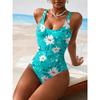 Costume da Bagno Intero Estivo Sexy con Stampa Floreale Bellissima, Vestibilità Aderente e Modellante, Scollo a U Profondo sulla Schiena, Costume da Bagno alla Moda che Attira l'Attenzione per Spiaggia, Piscina, Vacanze