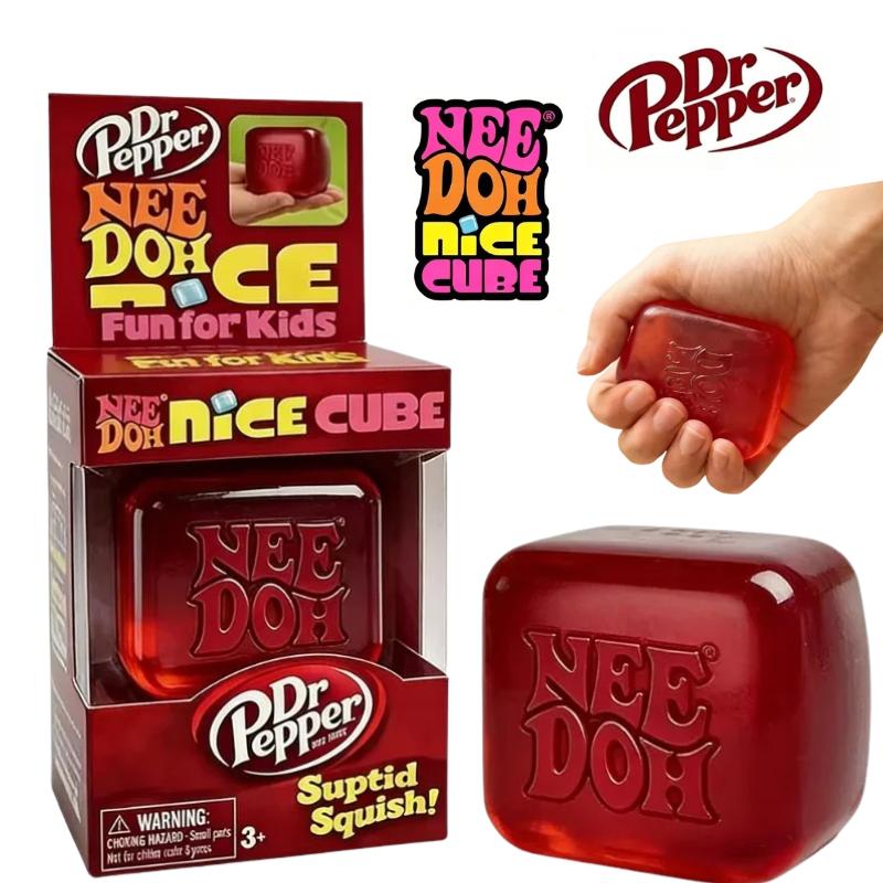 Limited Edition Dr Pepper Nee Doh Nice Cube Squishy Toy, Soft Stress Relief Fidget Sensory Squeeze Toy for Kids Adults