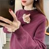 Women's Lace Patchwork Half-High Neck Knit Sweater - New Winter Arrival