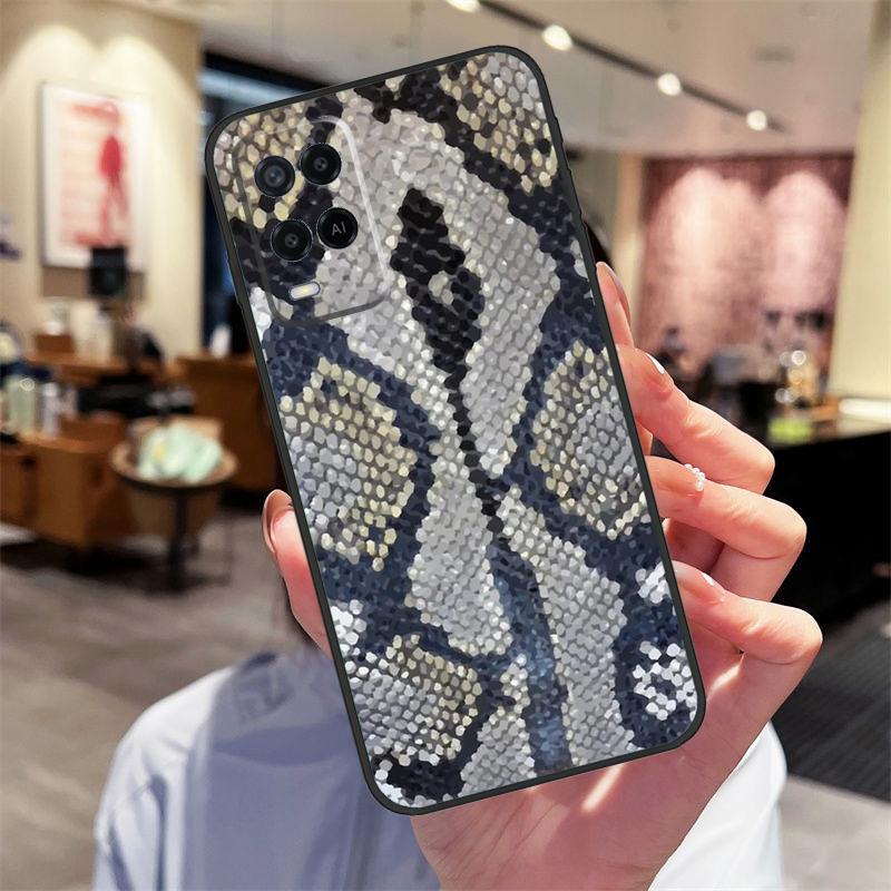 Snake Texture Case For Oppo A94 A54 A40 A60 A80 A98 A78 A18 A38 A58 A16 A76 A96 A17 A77 A74 A57S A15 Cover