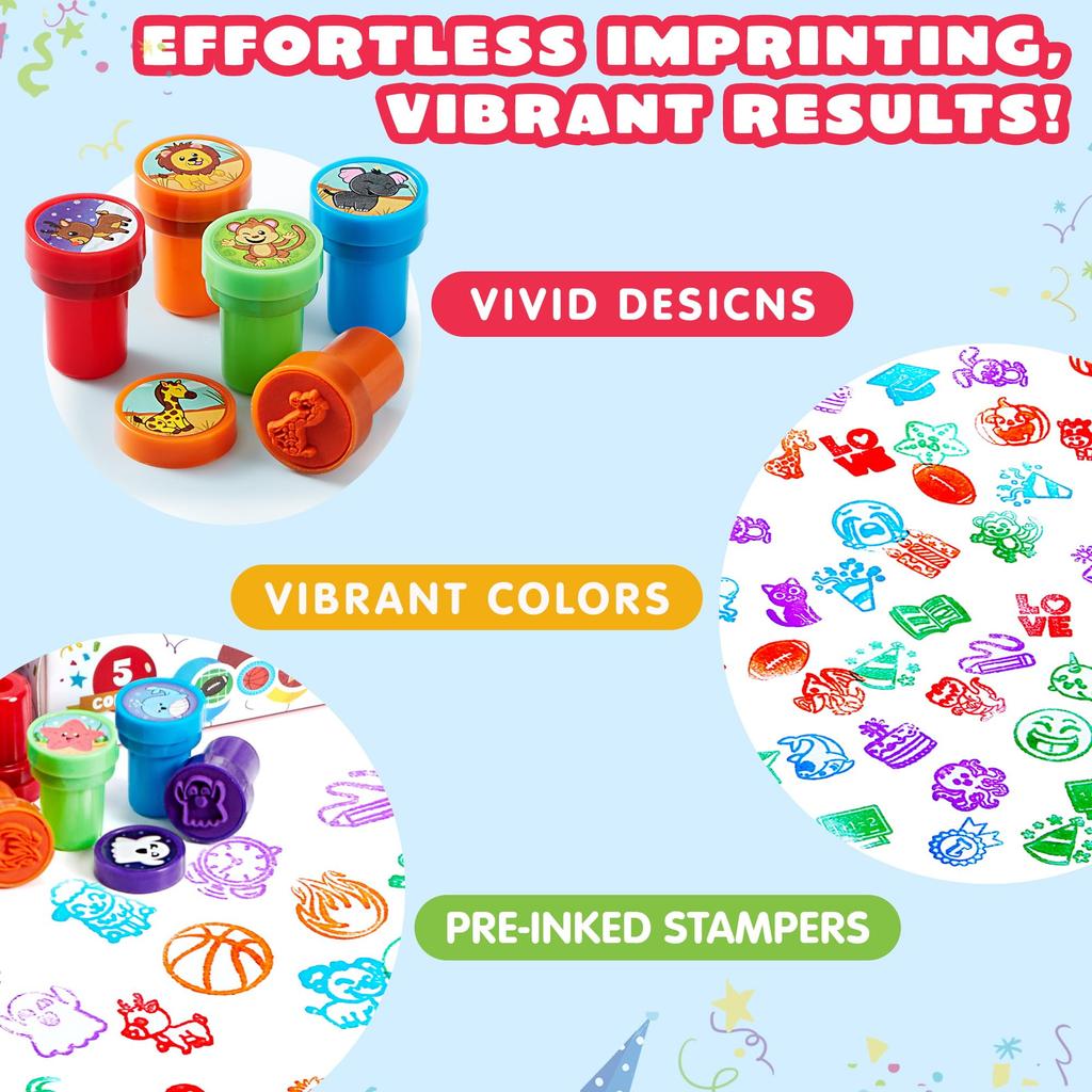 Joyfy 50 Pcs Assorted Stamps Self-Ink Stamps for Kids Birthday Christmas Party Carnival Prizes Halloween Gifts