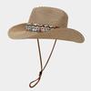 Bohemian Straw Sun Hat Women Summer Breathable Foldable Sun Protection Western Cowgirls Hat Ethnic Style Holiday Beach Caps