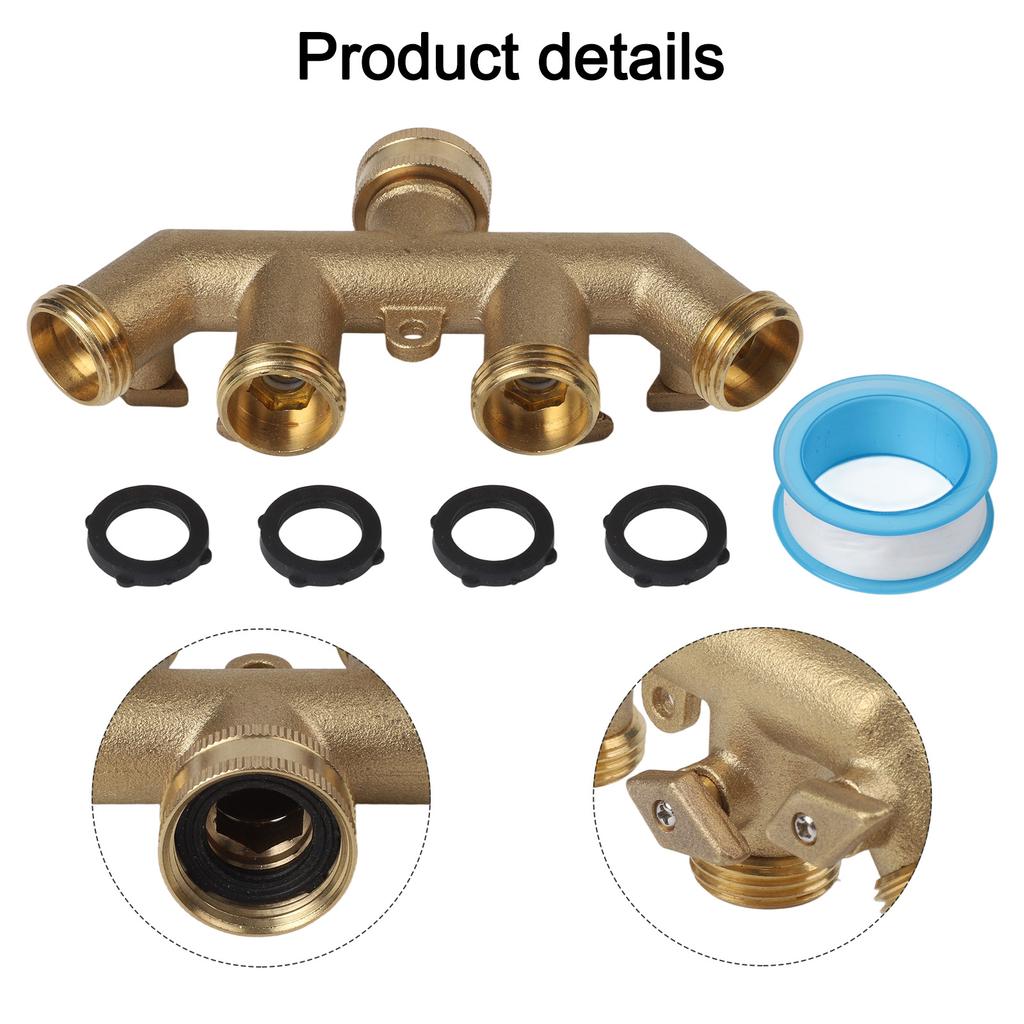 Heavy Duty Construction Way Garden Hose Splitter Leak Proof Design Shut Off Valves Manual Measurement Deviation